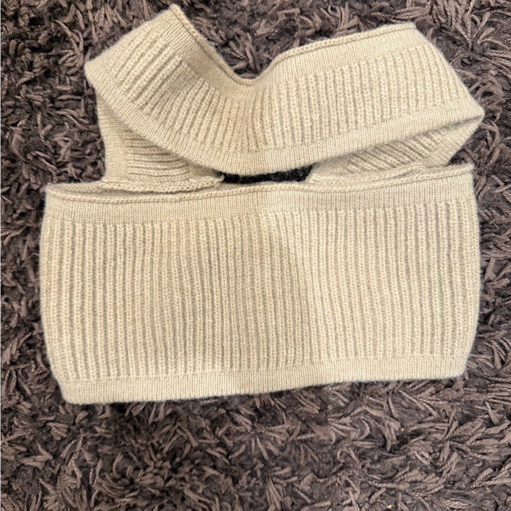 SHEIN Cream Ribbed Knit Crop Top